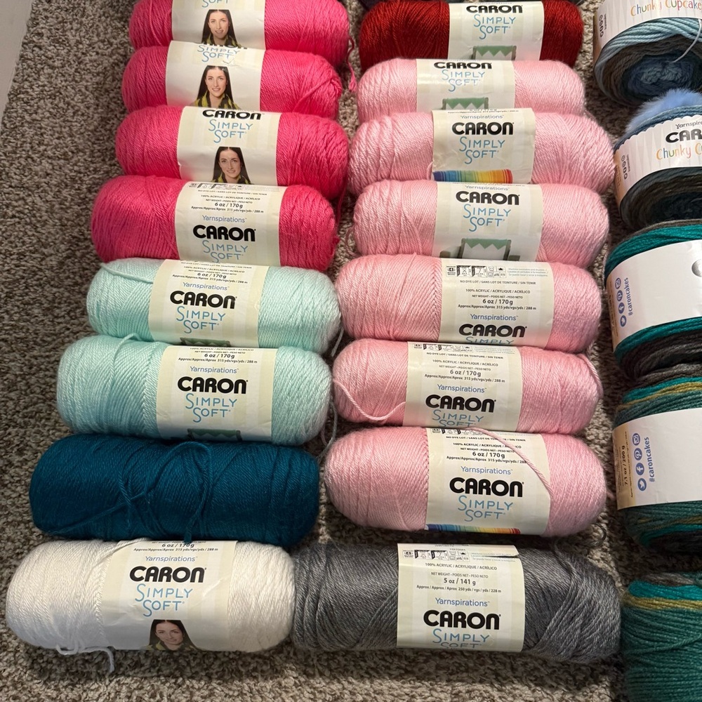 Caron Yarn 24-Piece Lot – Simply Soft, Cakes & Chunky Cupcakes | Bundle - Picture 2 of 9